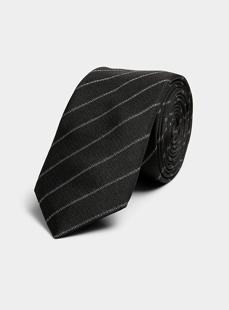 HUGO: La cravate rayure signature Noir pour homme
