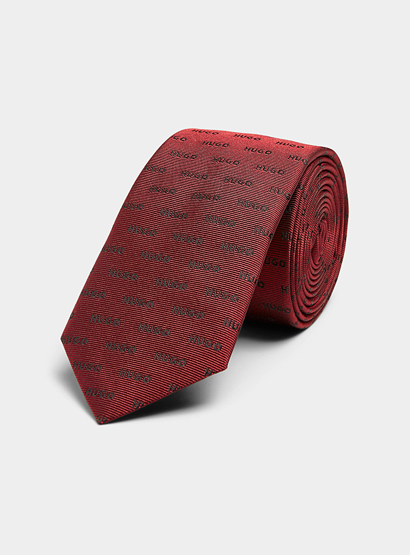 HUGO Ruby Red Repeat logo tie for men