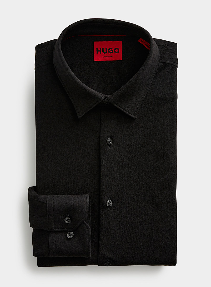 HUGO Black Elisha jersey shirt Extra slim fit for men