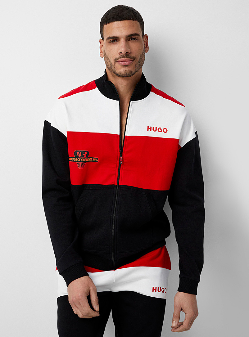 HUGO Patterned Black Racing lounge jacket for men