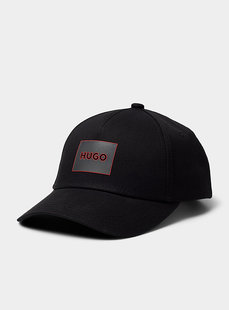 HUGO: La casquette logo contour rouge Noir pour homme