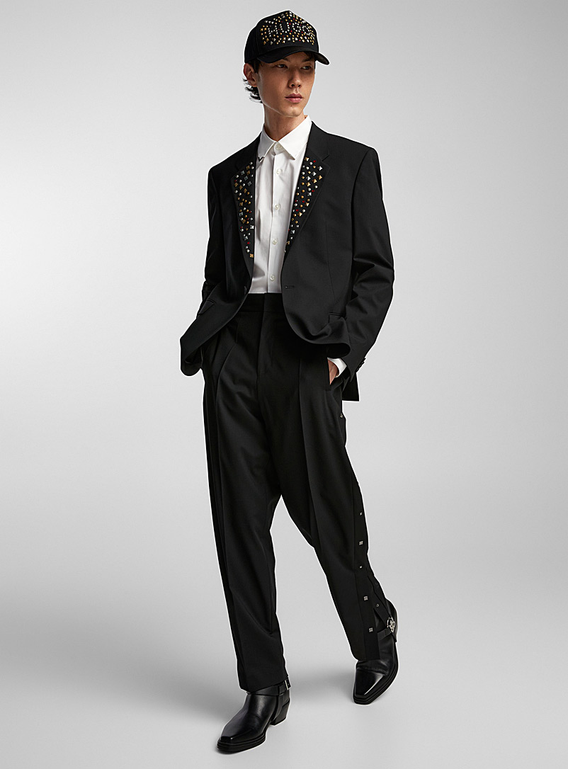 HUGO Black Studded detail tuxedo pant for men