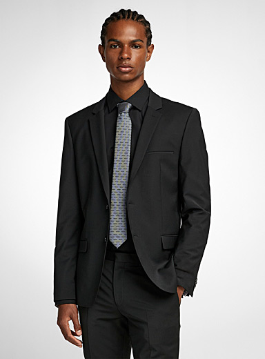 HUGO: Le veston laine vierge extensible Noir pour homme