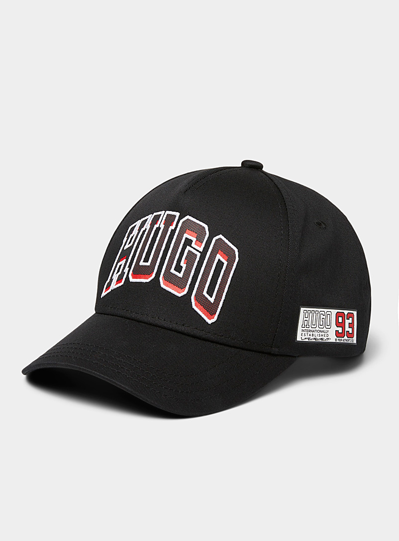 HUGO Black Varsity logo cap for men