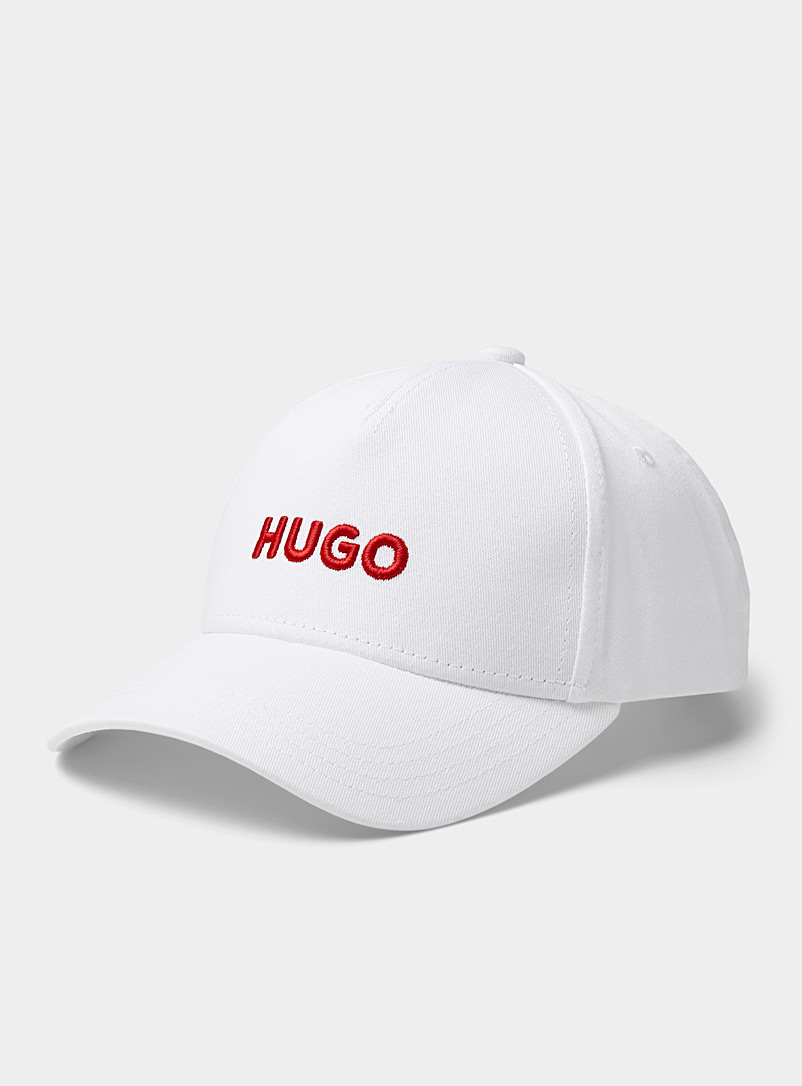 HUGO White Red-logo white cap for men