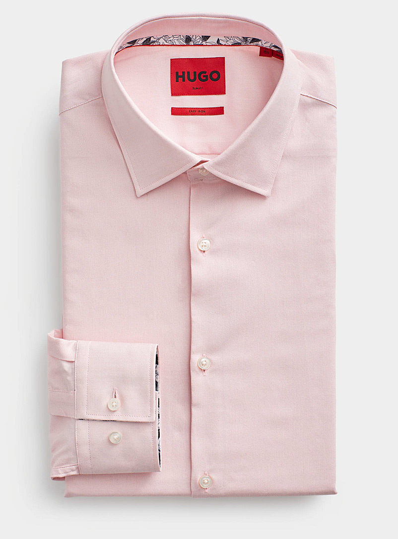 HUGO Pink Light-pink Oxford shirt Modern fit for men