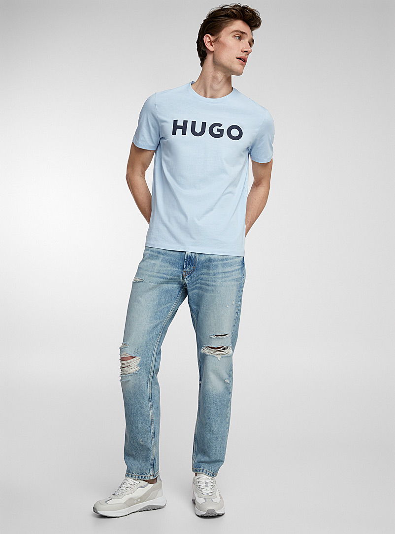 HUGO: Le jean 640 usé Coupe droite Bleu pâle - Bleu ciel pour homme