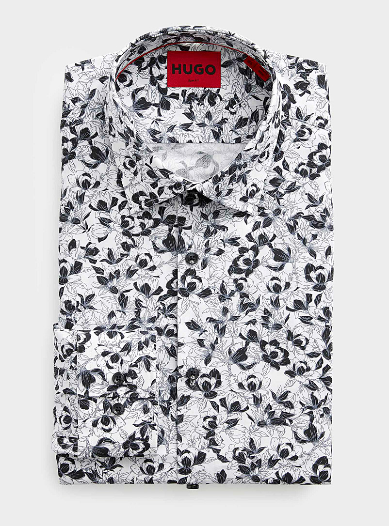HUGO White Contrast garden shirt Semi-slim fit for men