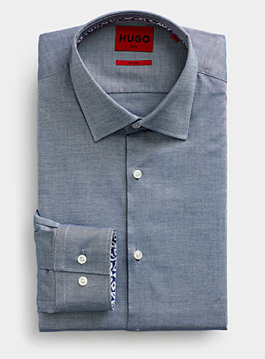 HUGO: La chemise oxford pur coton Coupe ajustée Marine pour homme