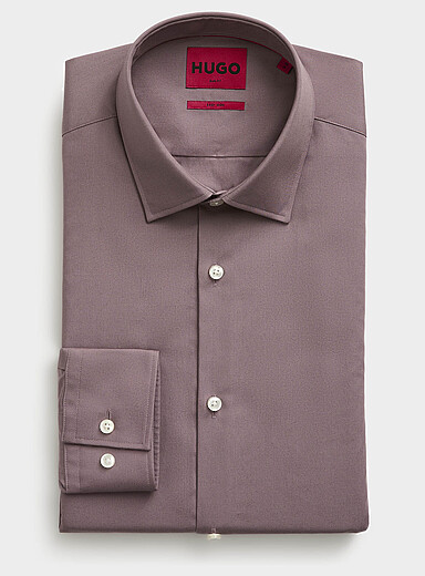HUGO: La chemise unie l&eacute;g&egrave;re <b>Coupe ajust&eacute;e</b> Rose pour homme