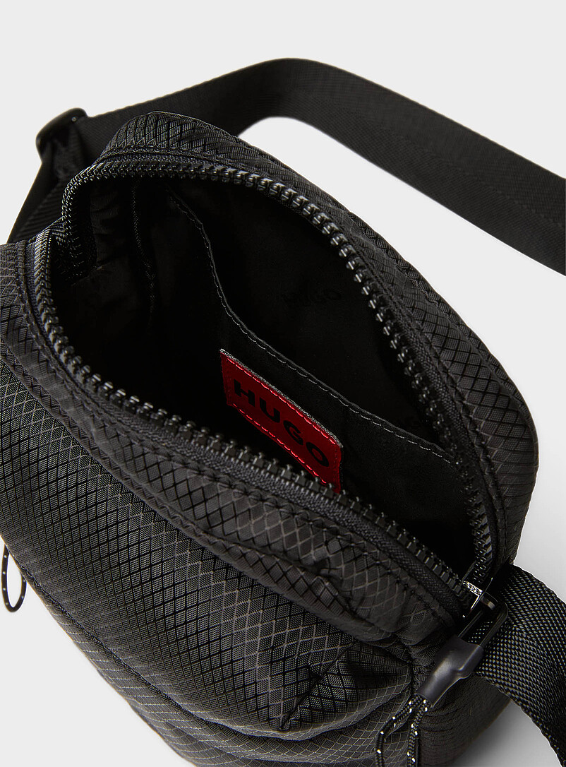 HUGO: Le sac bandouli&egrave;re toile quadrill&eacute;e Noir pour homme