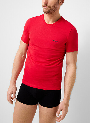 HUGO Red Contrast-logo undershirt for men