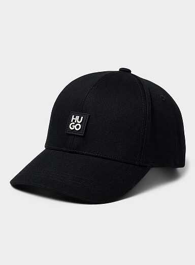 HUGO Black Metallic-logo solid cap for men