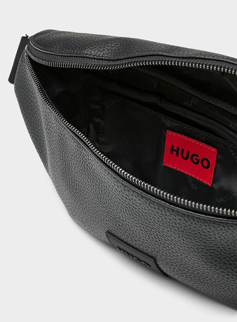 HUGO: Le sac banane faux cuir grenu Noir pour homme