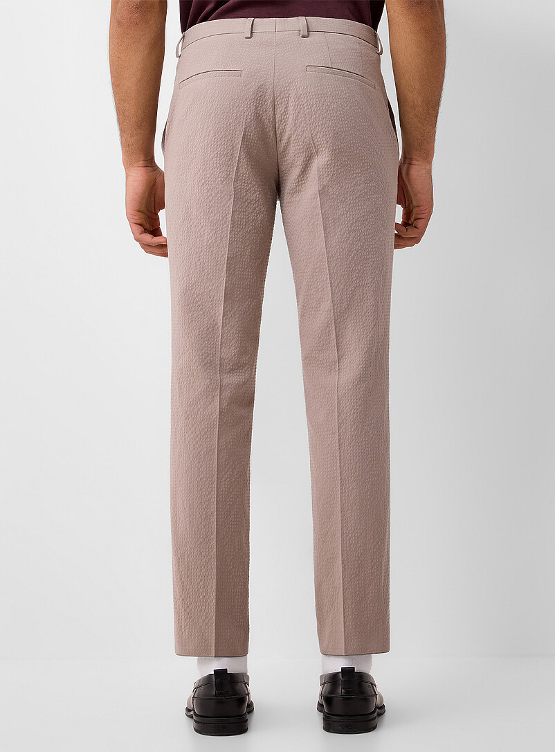 HUGO Taupe Hesten taupe seersucker pant <b>Extra slim fit</b> for men
