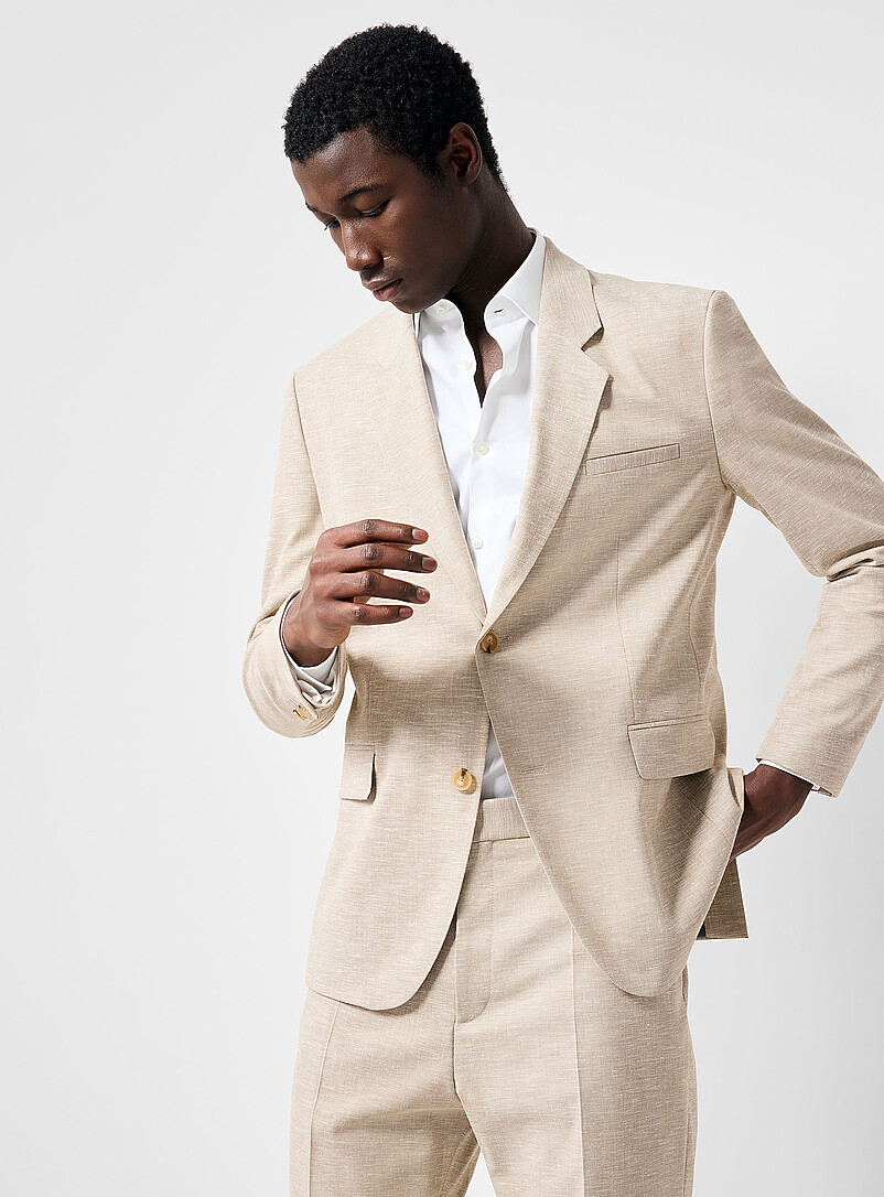 HUGO Sand Chambray sand suit <b>Modern fit</b> for men