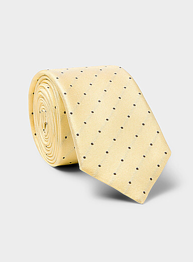 Buttery yellow dotted tie
