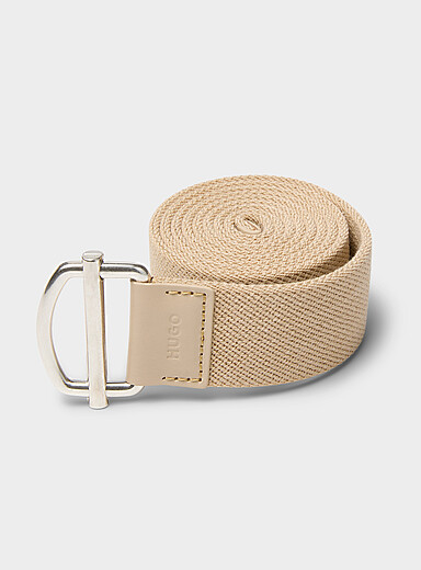 HUGO Beige Beige stretch belt for men