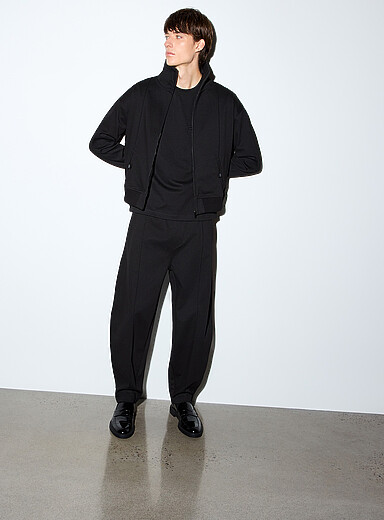 HUGO x entire studios Black Dareto embossed seam pant <b>Barrel fit</b> for men