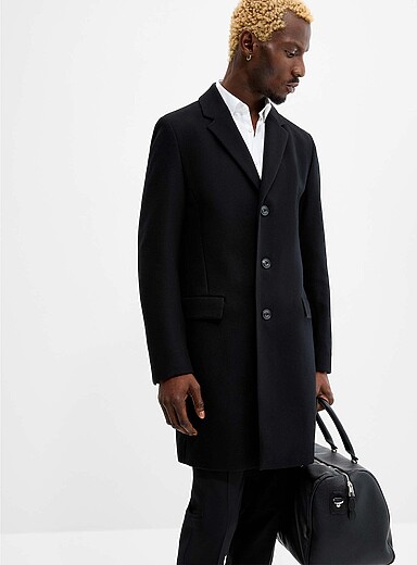 HUGO Black Migor virgin wool overcoat for men