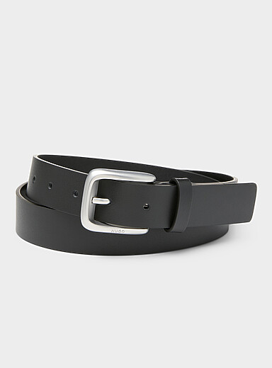 HUGO Black Minimalist narrow belt for men