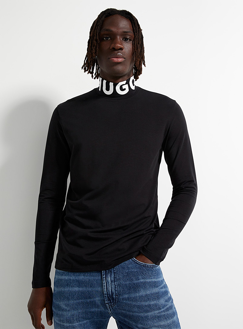 HUGO Black Dardini mock-neck T-shirt for men