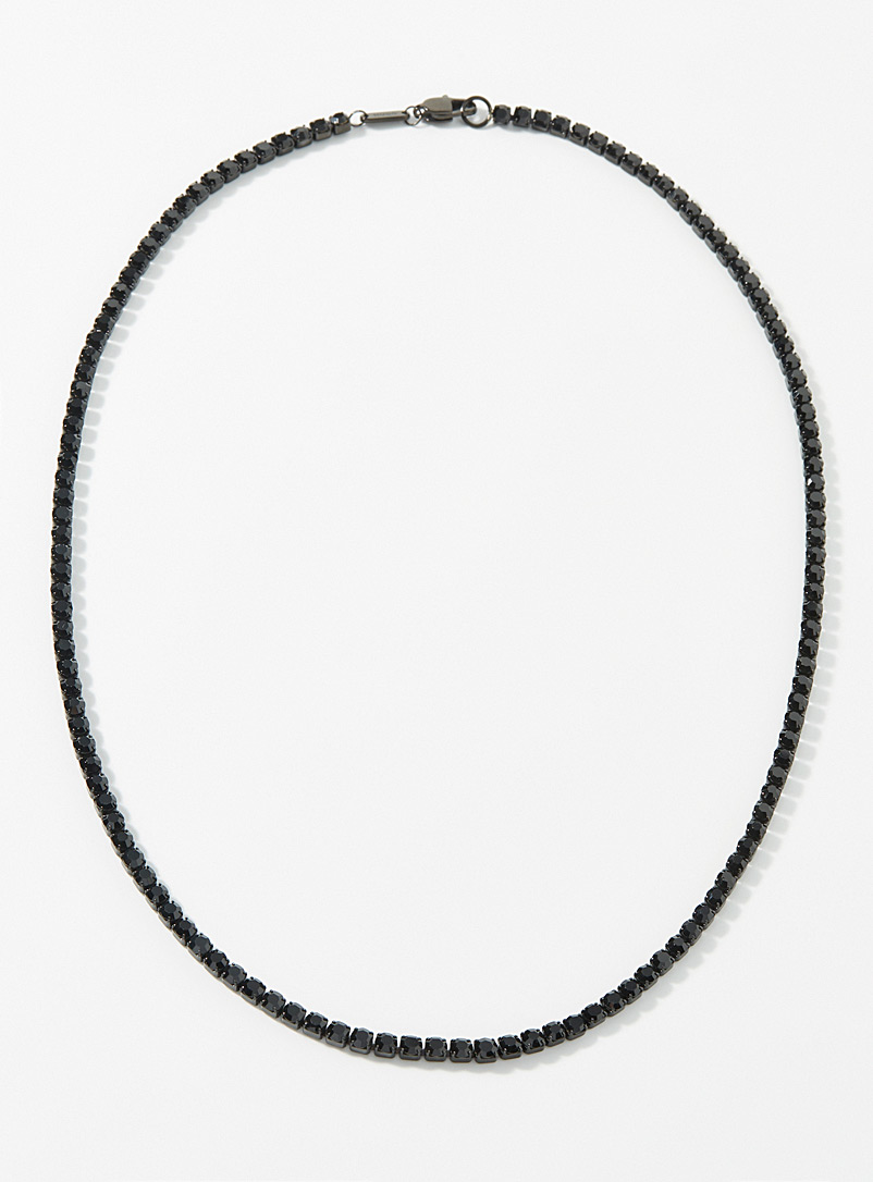 HUGO Black Cube stone chain necklace for men