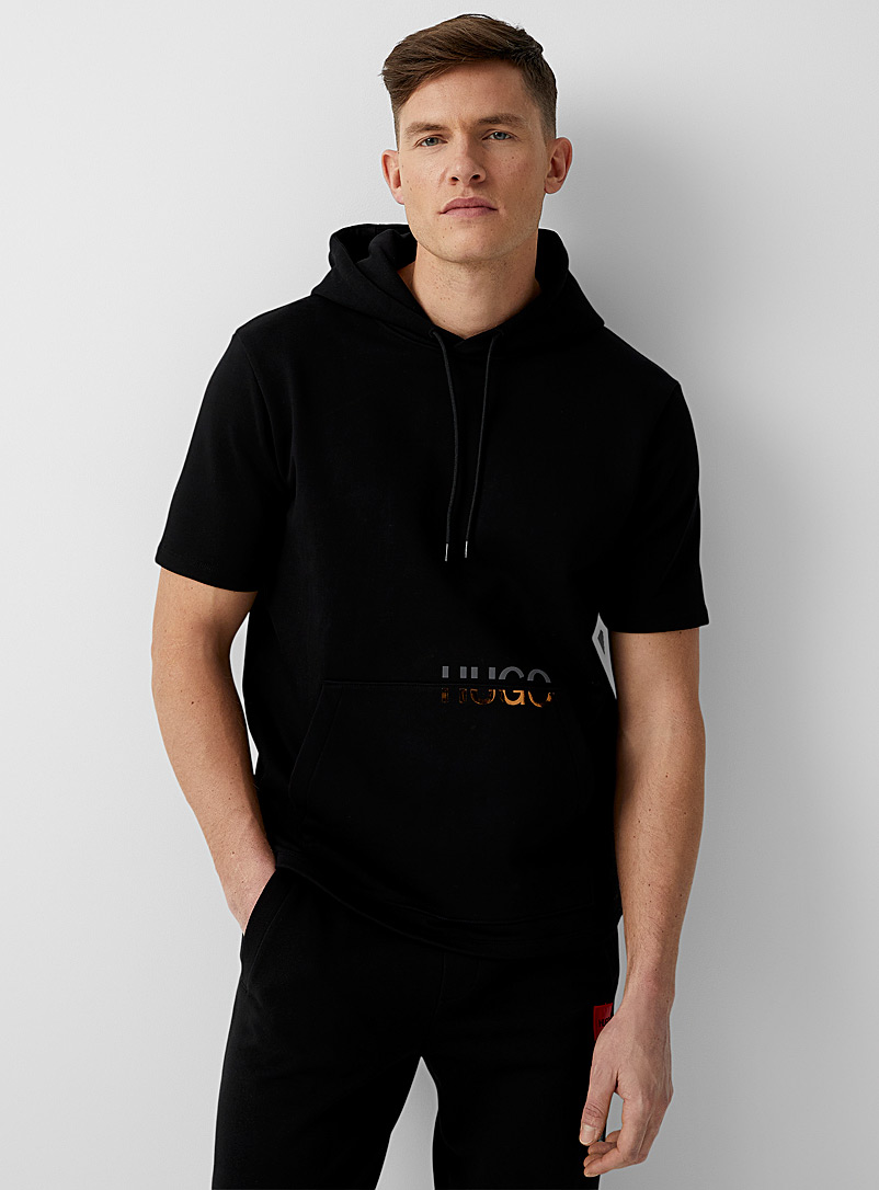 HUGO Black Deedy short-sleeve hoodie for men