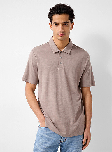 HUGO: Le polo jersey souple textur&eacute; irr&eacute;gulier Ivoire - Beige cr&egrave;me pour homme