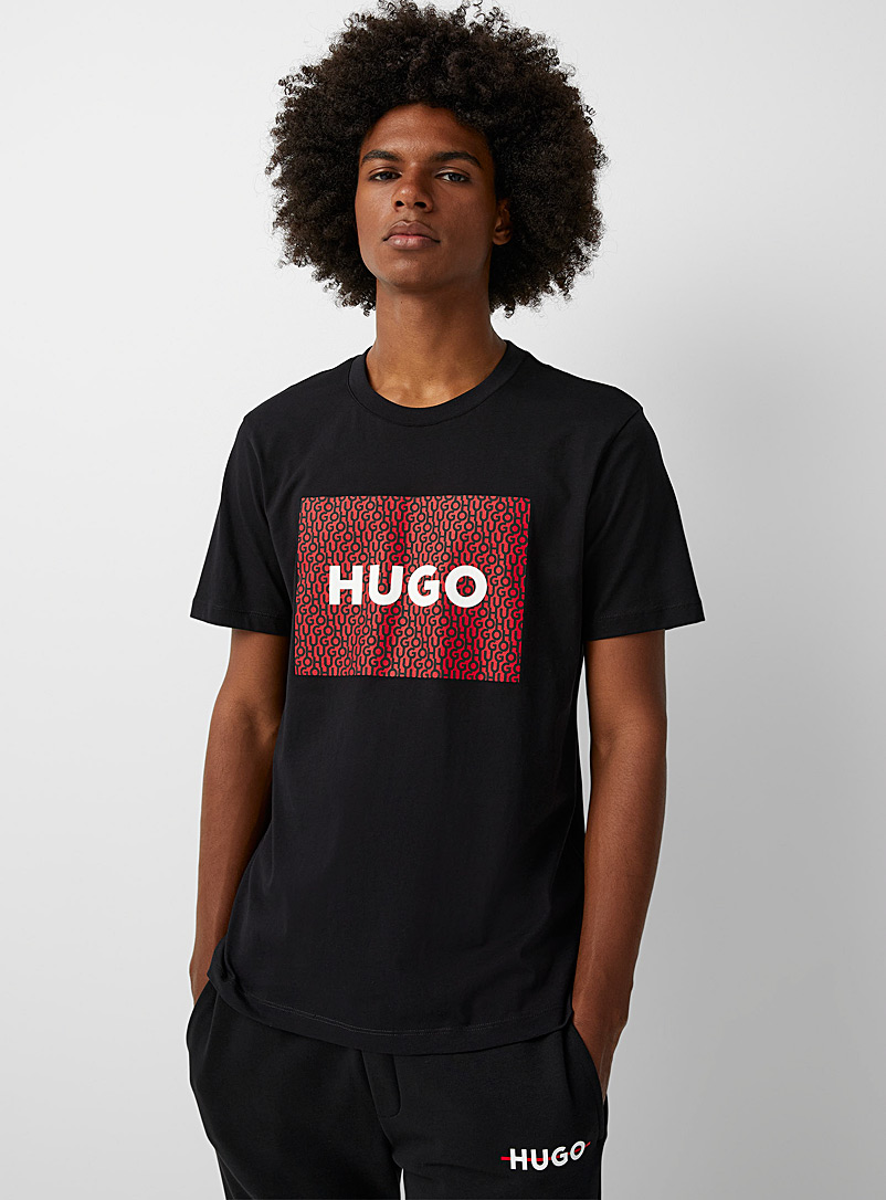 HUGO: Le t-shirt Dulive bloc logo Noir pour homme