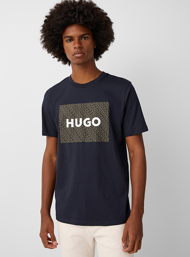 HUGO: Le t-shirt Dulive bloc logo Marine pour homme