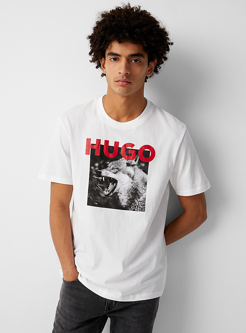 HUGO: Le t-shirt Dupus Blanc pour homme