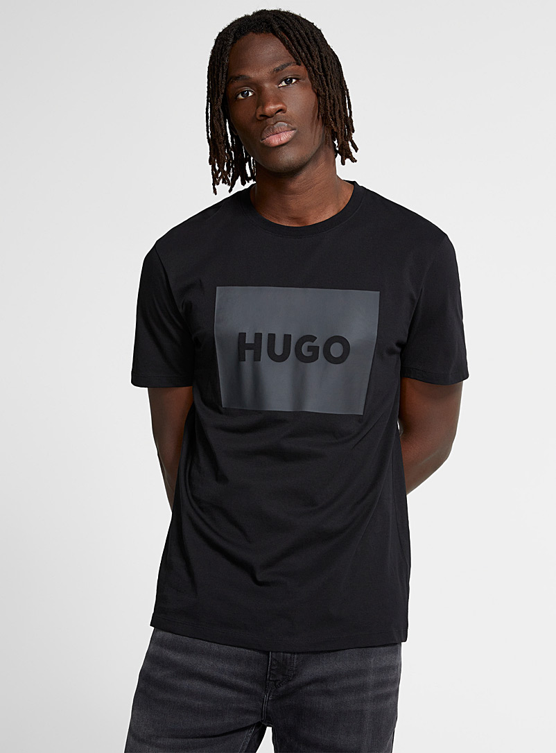 HUGO Black Monochrome logo T-shirt for men