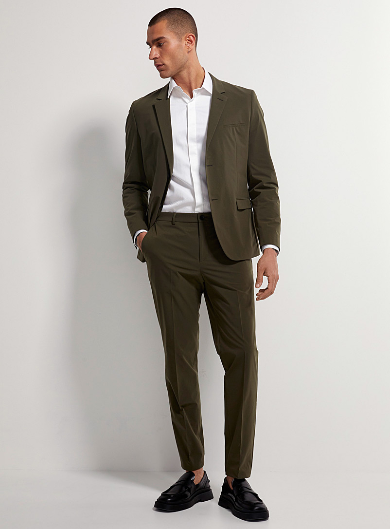 HUGO Mossy Green Ultra-stretch olive suit Semi-slim fit for men