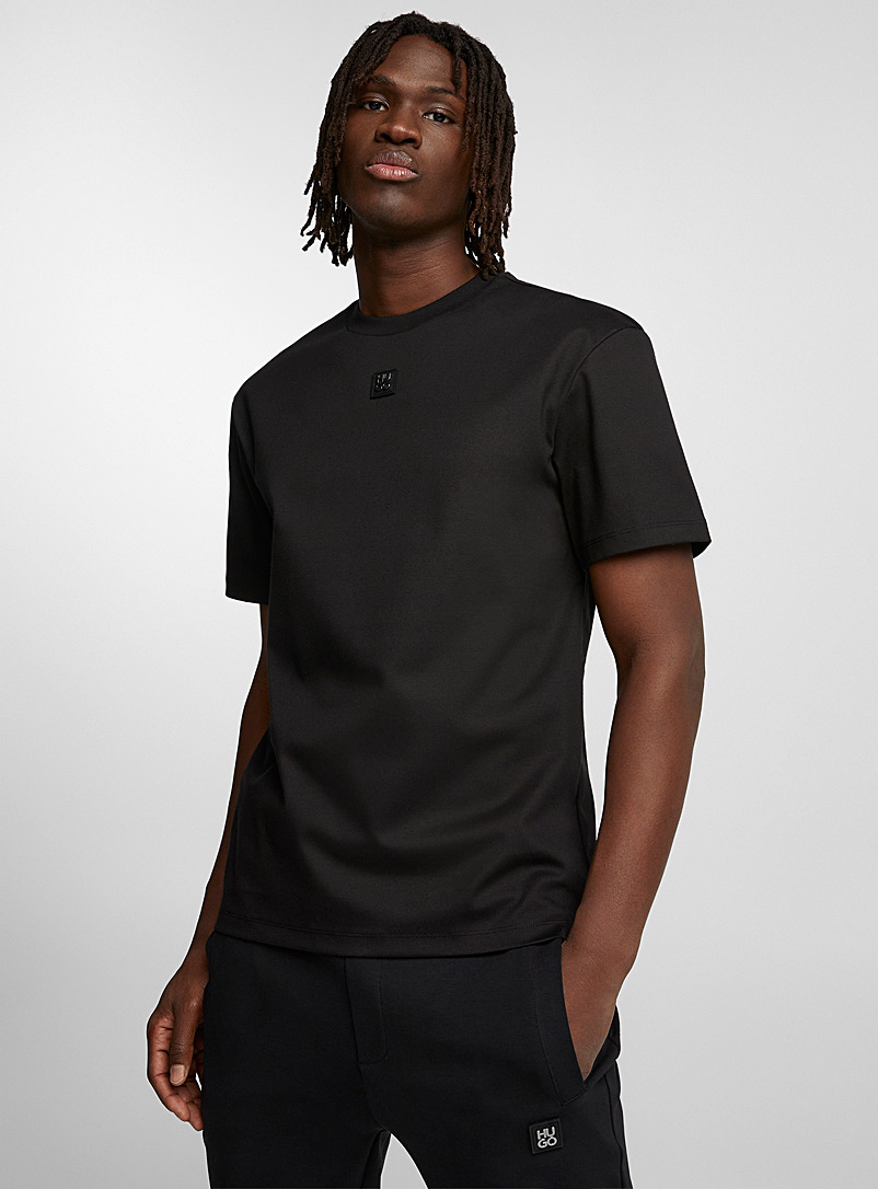 HUGO Black Structured jersey Dalile T-shirt for men