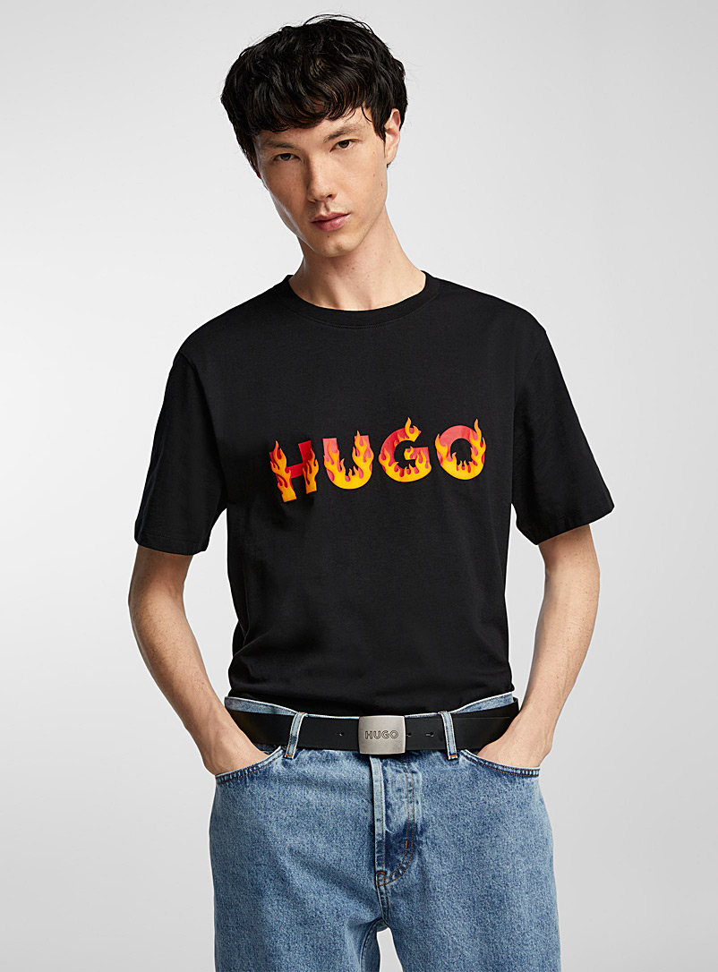 HUGO: Le t-shirt Danda à logo Noir pour homme