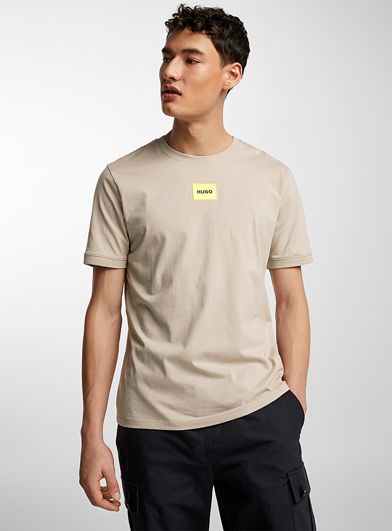 HUGO Assorted beige  Diragolinos neon patch T-shirt for men