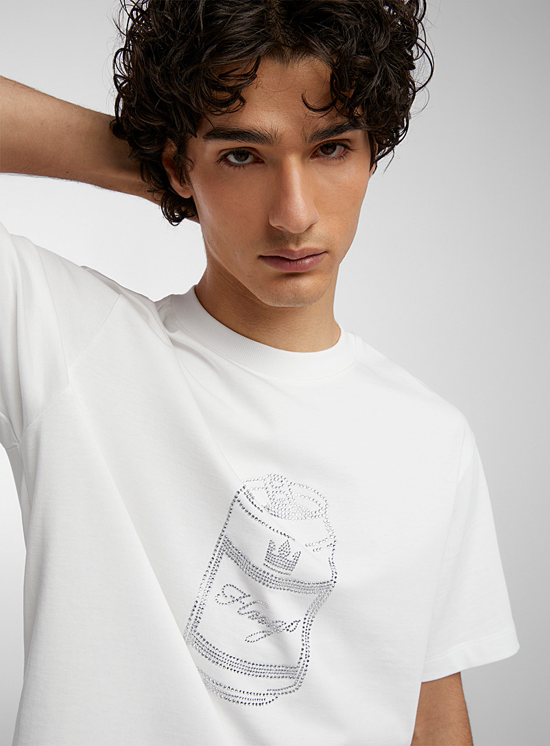HUGO White Deondrin shimmery stone T-shirt for men