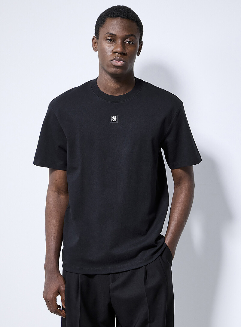 HUGO: Le t-shirt logo m&eacute;tallique Dalile Noir pour homme