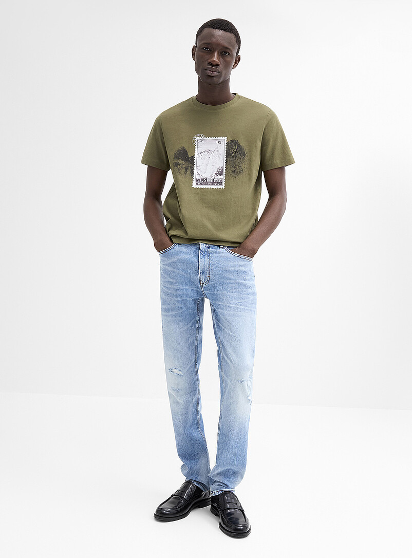 HUGO: Le t-shirt imprim&eacute; Divalis Vert fonc&eacute; - Mousse pour homme