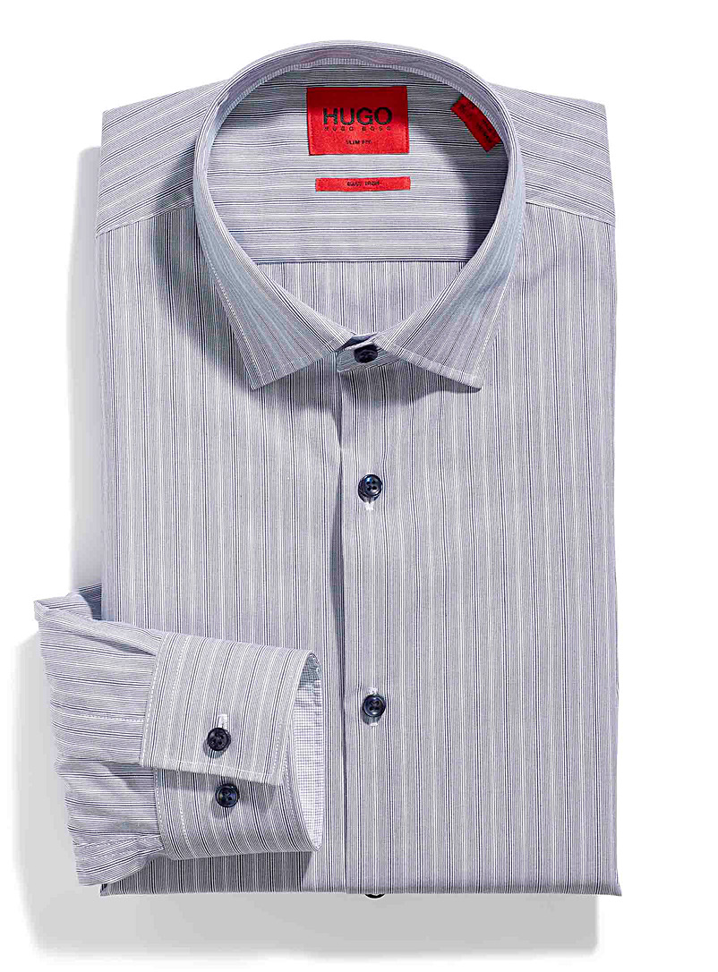 HUGO: La chemise Koey rayures gravées Coupe ajustée Marine pour homme