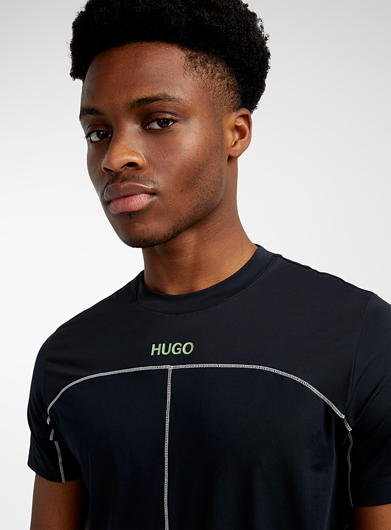 HUGO Black Accentuated construction T-shirt for error