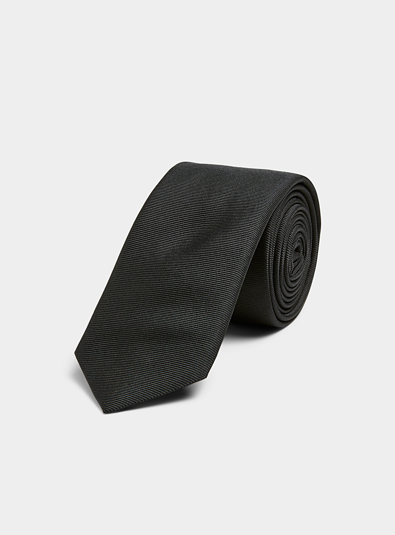 HUGO Black Textured mini-stripe narrow tie for men