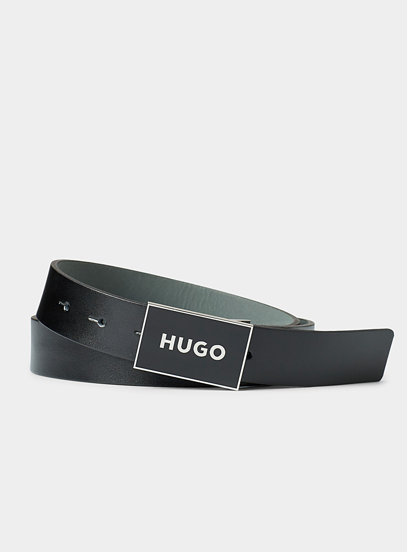 HUGO Black Gerrity leather belt for men