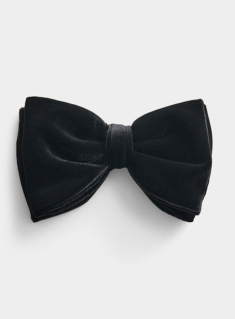 HUGO Black Black velvet bow tie for men