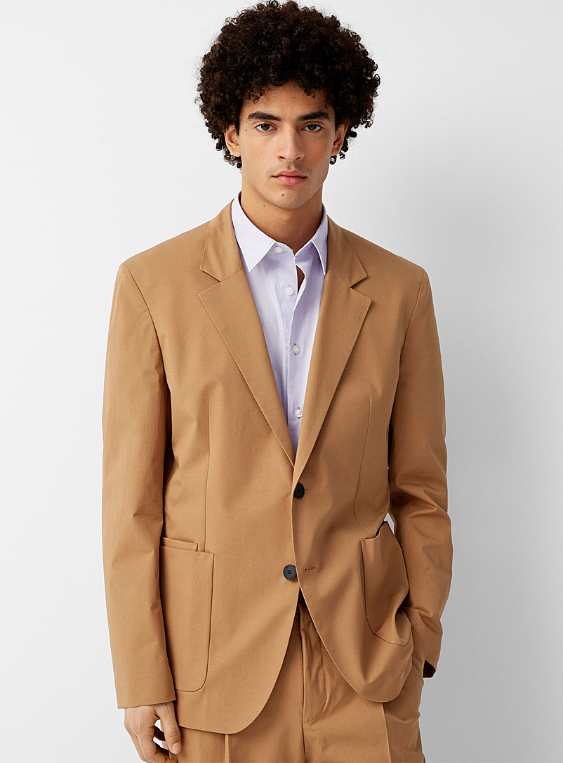 HUGO Brown Caramel structured jacket Slim fit for men