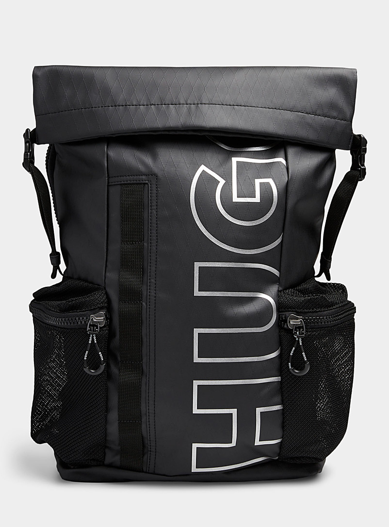 HUGO Black Brady roll-up backpack for men