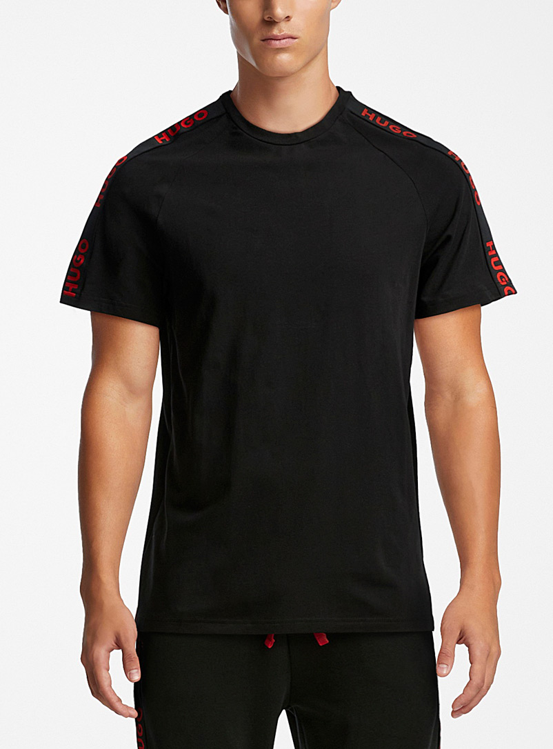 HUGO: Le t-shirt détente bande logo Noir pour homme
