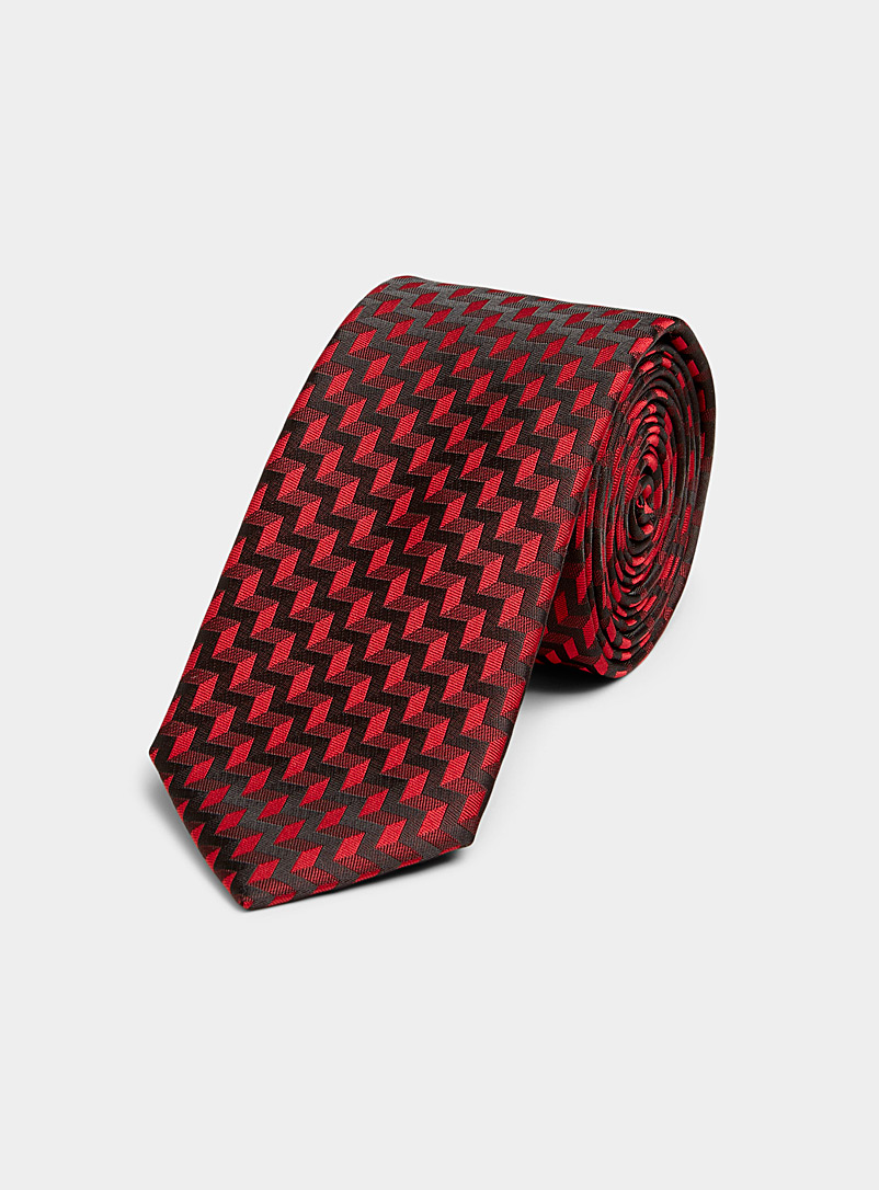 HUGO: La cravate étroite illusion géo Rouge pour homme