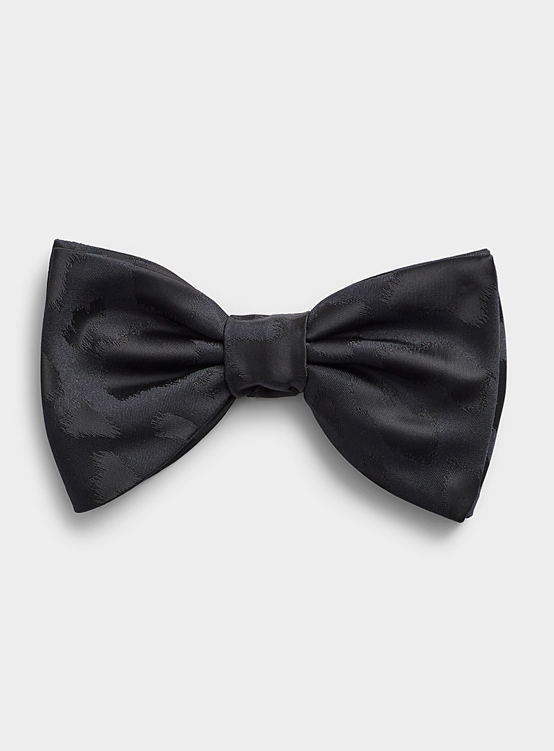 HUGO Black Satiny-accent monochrome bow tie for men
